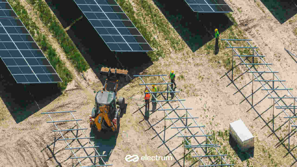 Construction project of a photovoltaic farm.